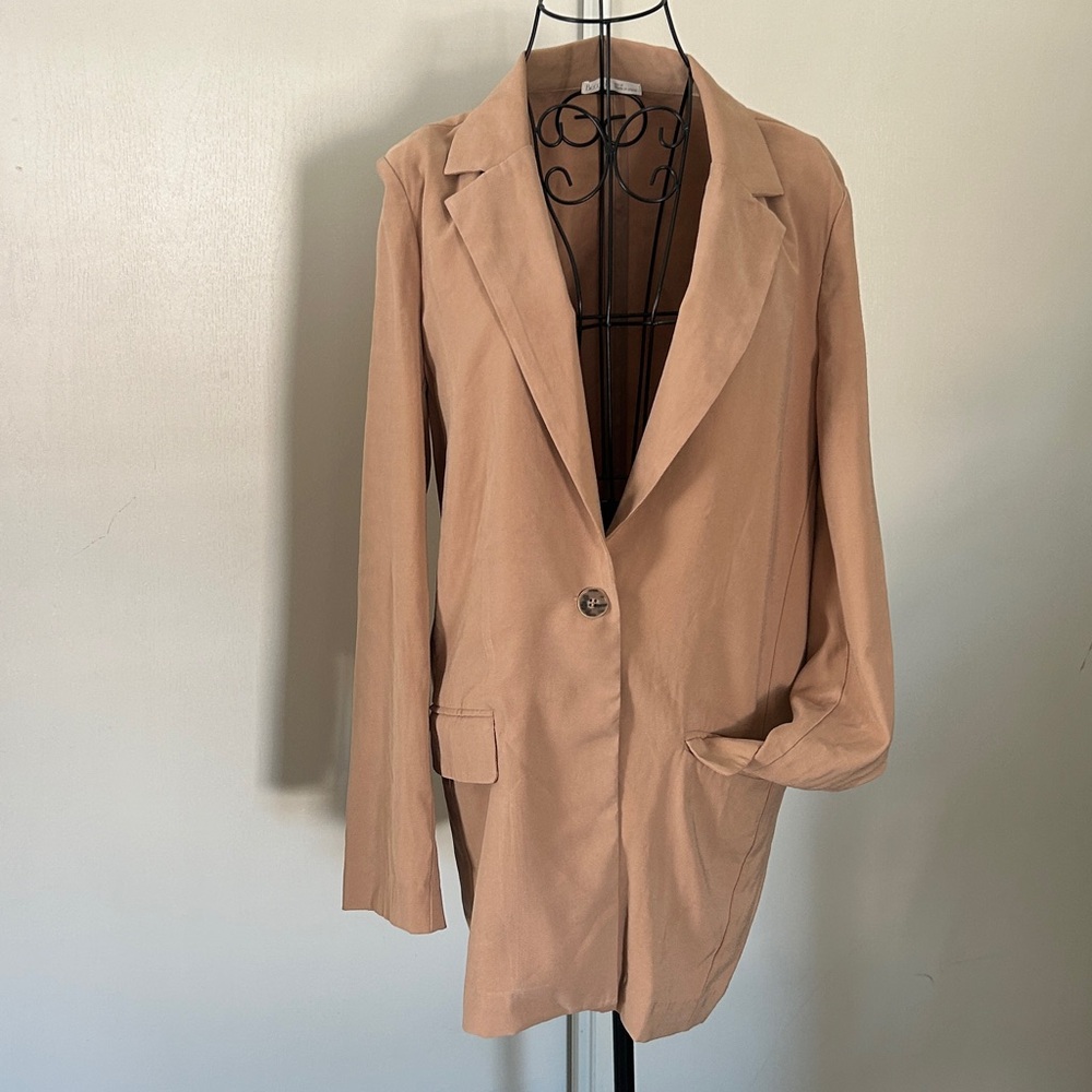 Be’Cool Tan Blazer Full Length Jacket Size M